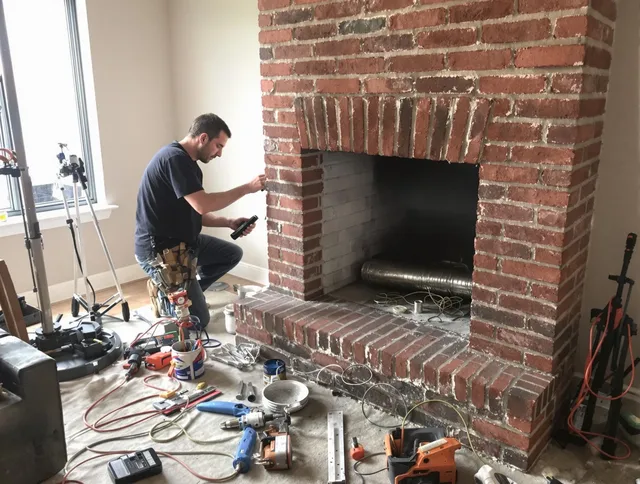Plainfield Chimney Sweep specialist finalizing chimney liner service in Plainfield, CT