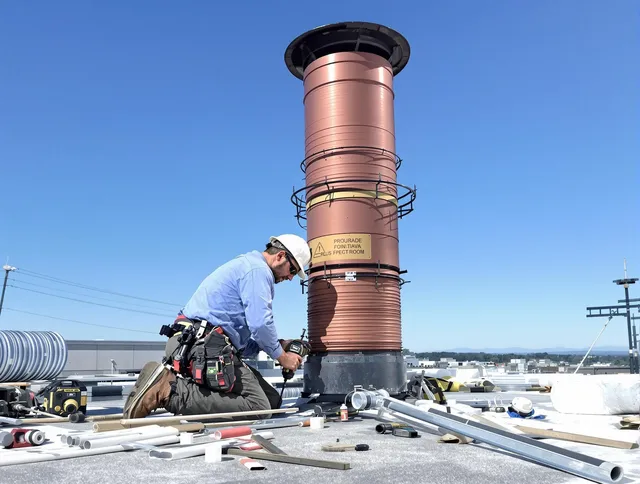 Installed chimney liner by Plainfield Chimney Sweep in Plainfield, CT