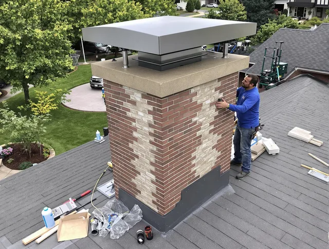 Plainfield Chimney Sweep team working on a custom chimney remodel in Plainfield, CT