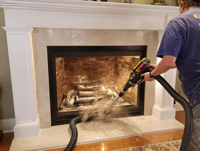 Fireplace cleaning performed by Plainfield Chimney Sweep in Plainfield, CT